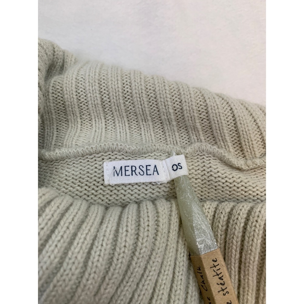 Mersea Striped Cowl Neck Sweater Women OS Cream Navy Red‎ Scallop Trim Oversized - Picture 8 of 11